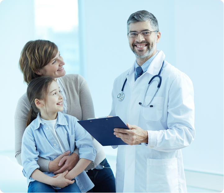 Doctor smiling with pacients